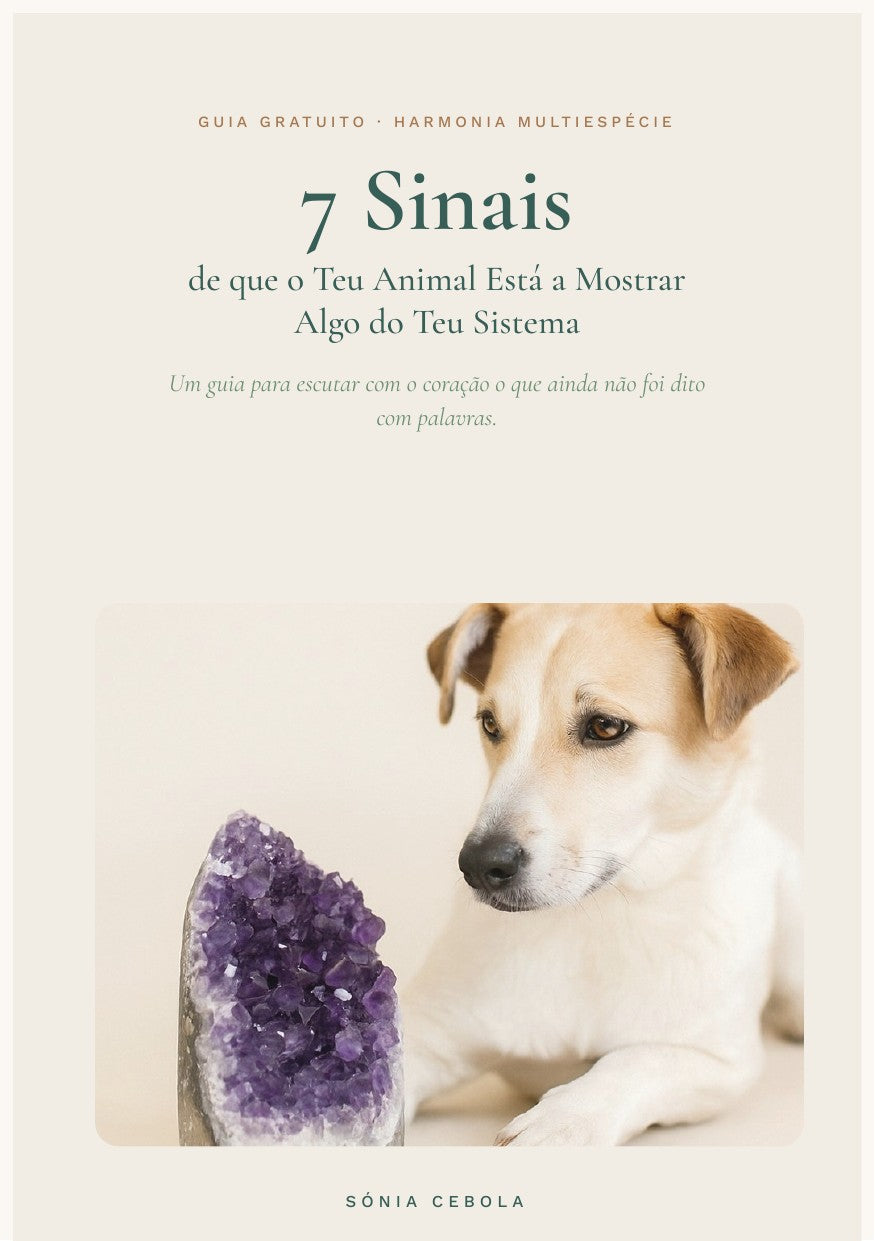 Guia Gratuito — 7 Sinais de que o Teu Animal Está a Mostrar Algo do Teu Sistema